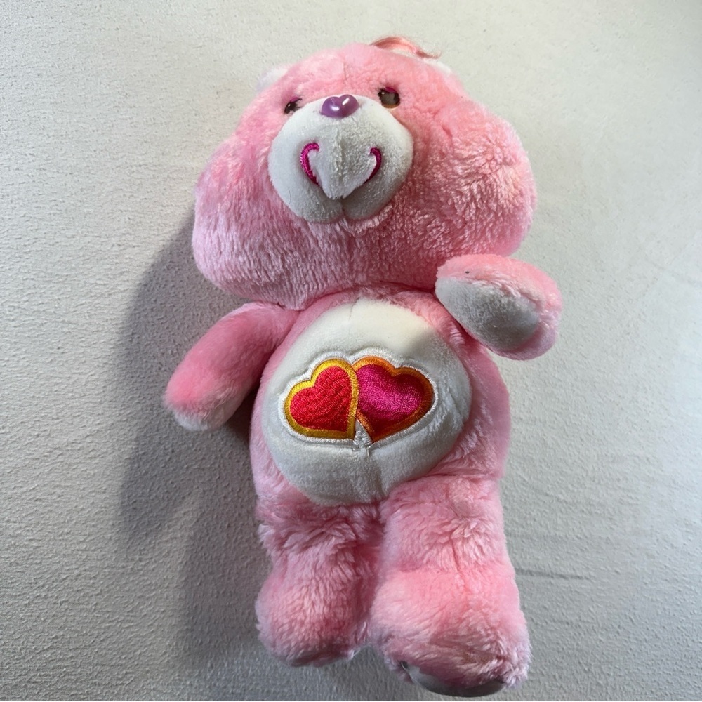 Vintage Care Bear Pink Love A Lot Hearts Bear 80's Kenner 13"